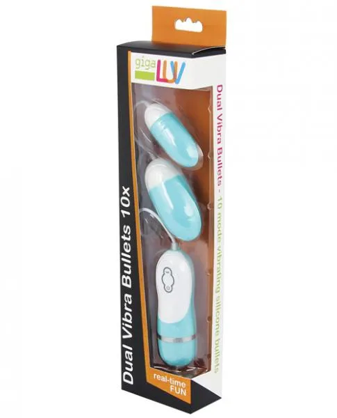 Vibrators Gigaluv Sensation Toys Gigaluv Dual Vibra Bullets 10 Functions Tiffany Blue