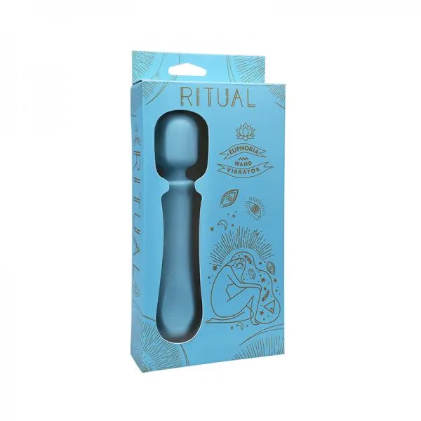 Vibrators Ritual Euphoria Rechargeable Silicone Wand Vibe Blue Seductucom