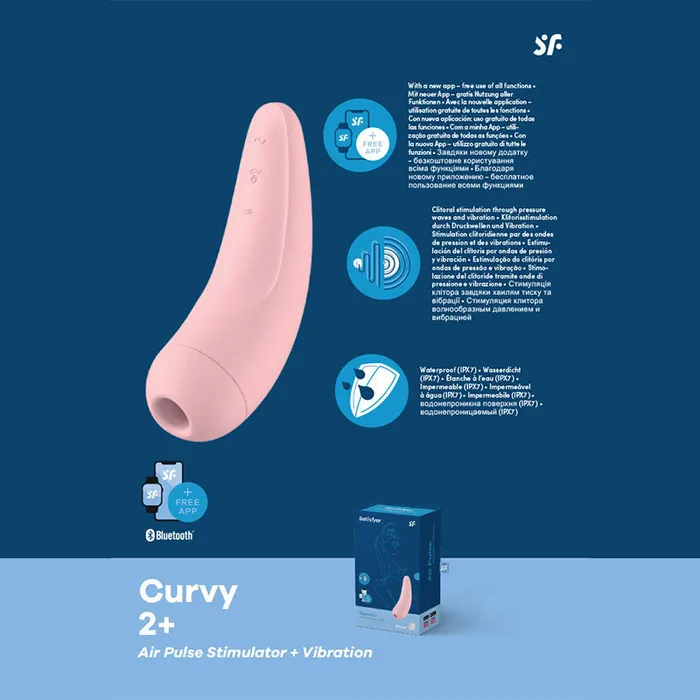 Vibrators Satisfyer Curvy 2 App Contolled TouchFree USBRechargeable Clitoral Stimulator with Vibration Satisfyer