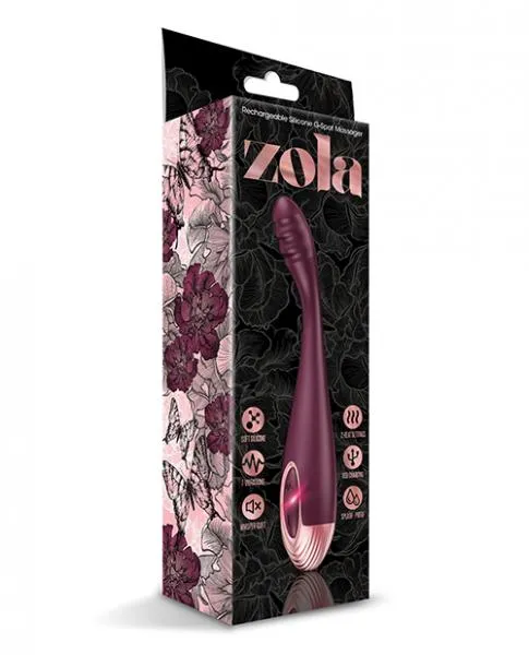 Zola Female Sex Toys Zola Rechargeable Silicone G Spot Massager BurgundyRose Gold