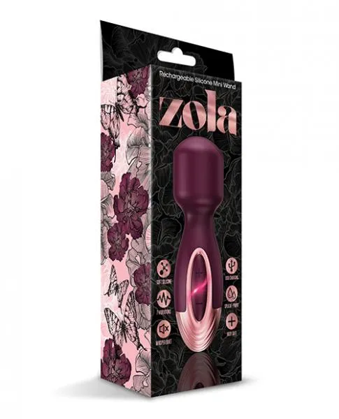 Zola Zola Rechargeable Silicone Mini Wand BurgundyRose Gold Female Sex Toys