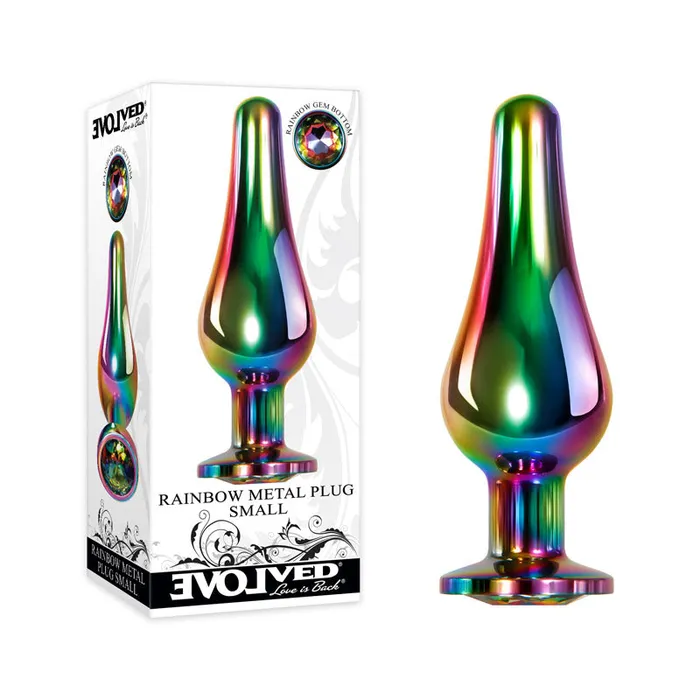 Anal Evolved Evolved Rainbow Metal Plug Small 94 cm Small Butt Plug with Gem Base