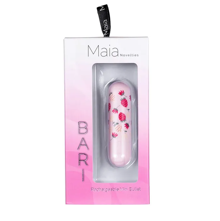 BARI SUPER CHARGED MINI BULLET W STRAWBERRY PATTERN All Novelties Female Sex Toys