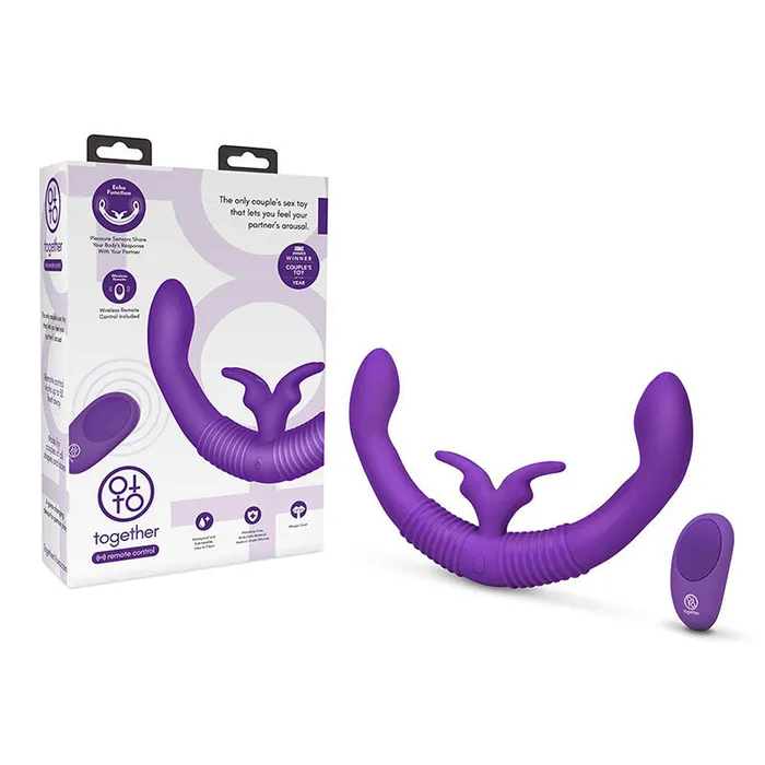 Electric Eel Vibrators Together Couples Toy with Echo Function Rechargeable RemoteControlled Silicone Dual Ended Rabbit Vibrator Purple