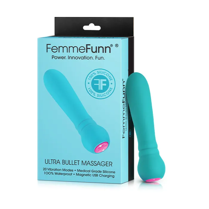 FemmeFunn FemmeFunn Ultra Bullet Massager Rechargeable Silicone Vibrator Turquoise Female Sex Toys