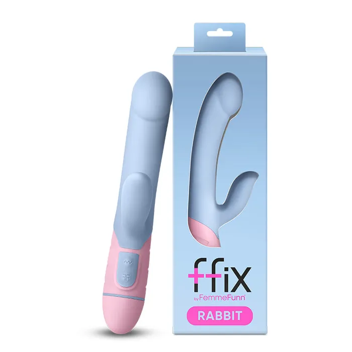 FemmeFunn FFIX Rabbit Waterproof Silicone Dual Stimulation GSpot Vibrator Light Blue FemmeFunn Female Sex Toys