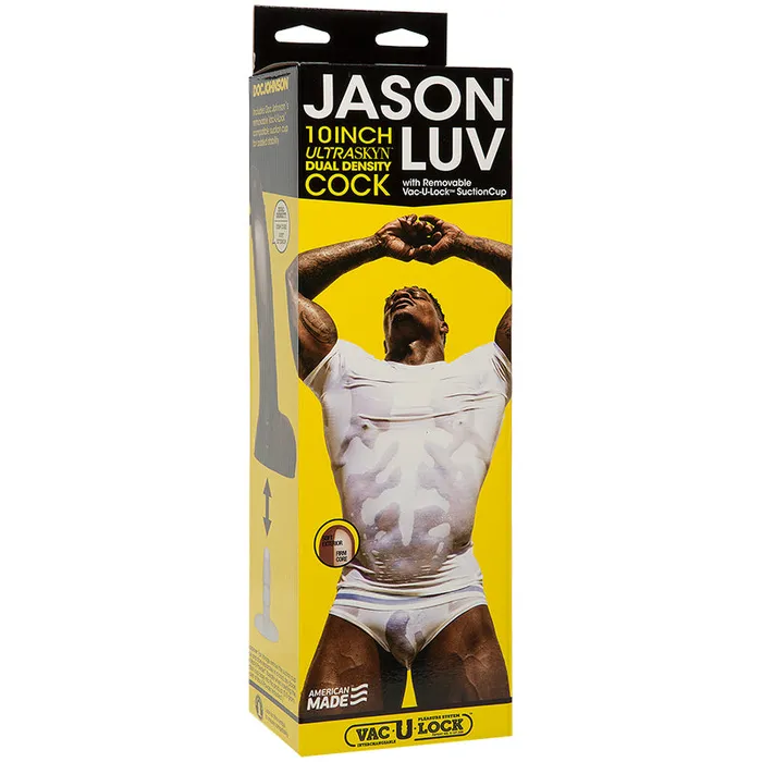 Jason Luv 10in ULTRASKYN Cock with Removable VacULock Suction Cup Chocolate Doc Johnson Dildos