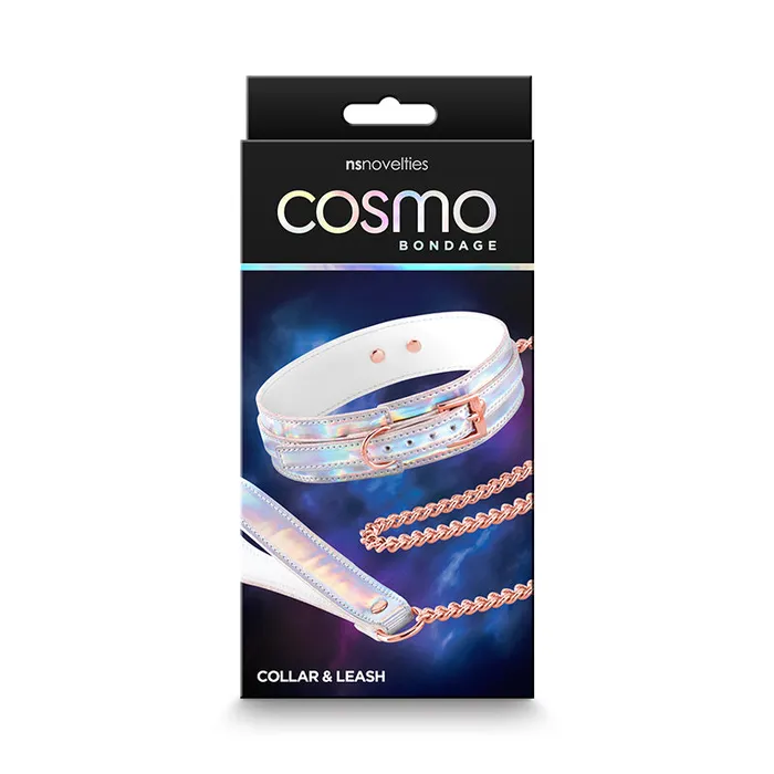 NEW SENSATIONS Couples Cosmo Bondage Collar Leash Rainbow