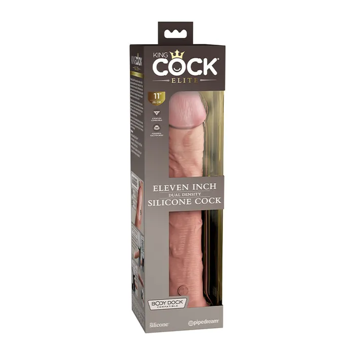 Pipedream King Cock Elite 11 in Dual Density Silicone Cock Realistic Dildo With Suction Cup Beige Pipedream Products Female Sex Toys