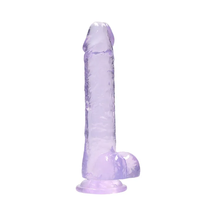 Shots America LLC Dildos RealRock Crystal Clear Realistic 8 in Dildo With Balls and Suction Cup Purple