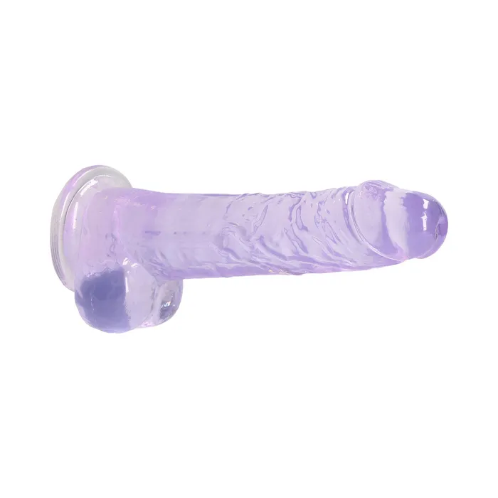 Shots America LLC Dildos RealRock Crystal Clear Realistic 8 in Dildo With Balls and Suction Cup Purple