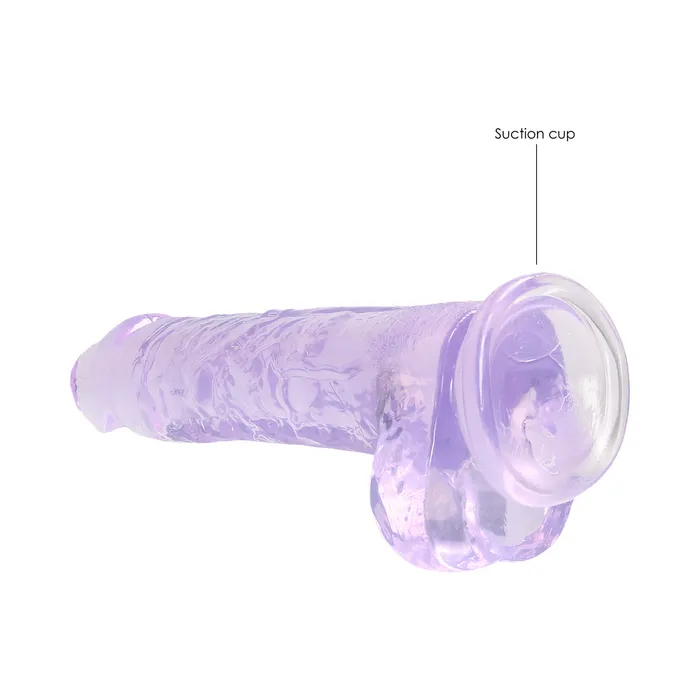 Shots America LLC Dildos RealRock Crystal Clear Realistic 8 in Dildo With Balls and Suction Cup Purple