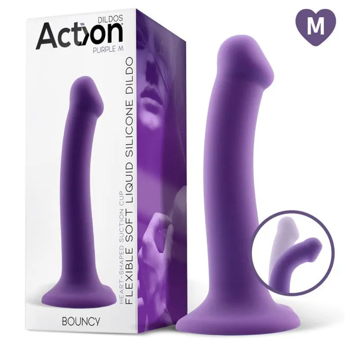 Action Dildos Bouncy M purple vacuum base liquid silicone dildo