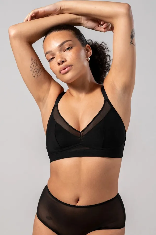 Anal Le Pop Lingerie Understatement Mesh Support Soft Bralette Black