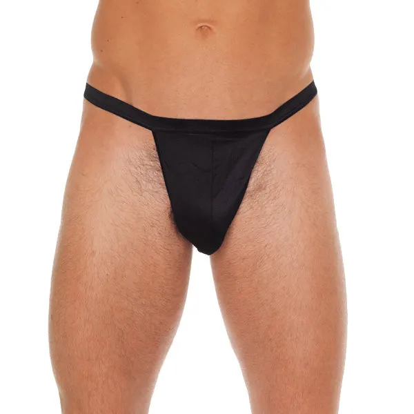 Anal Rimba Mens Black Straight GString With Black Pouch