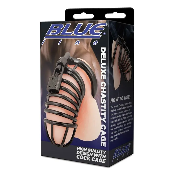 Blue Line Male Sex Toys Blue Line Deluxe Chastity Cock Cage Black