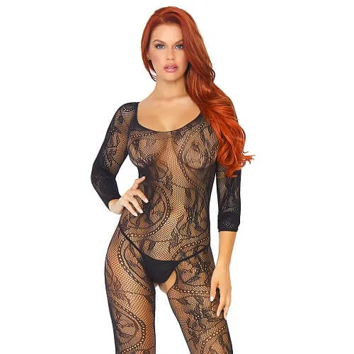 Bodystockings Playsuits Leg Avenue Leg Avenue Swirl Lace Bodystocking