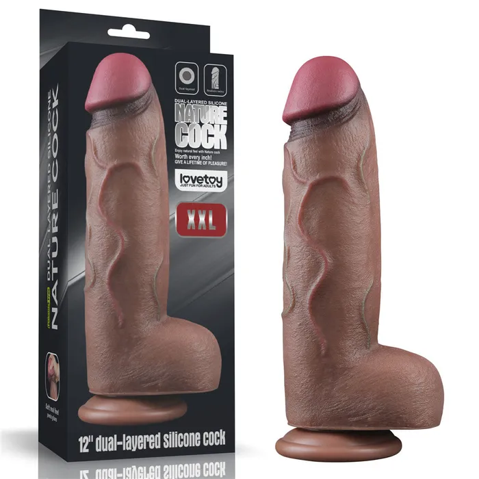 Dildos Love Toy Nature Cock XXL 12 Large Dual Layer Realistic Silicone Dildo