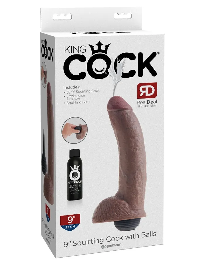 Dildos PipeDream King Cock 9 Squirting Brown Cock with Balls