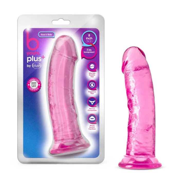 Dildos Roar n Ride Realistic Curved Jelly 8 Dildo Pink Blush