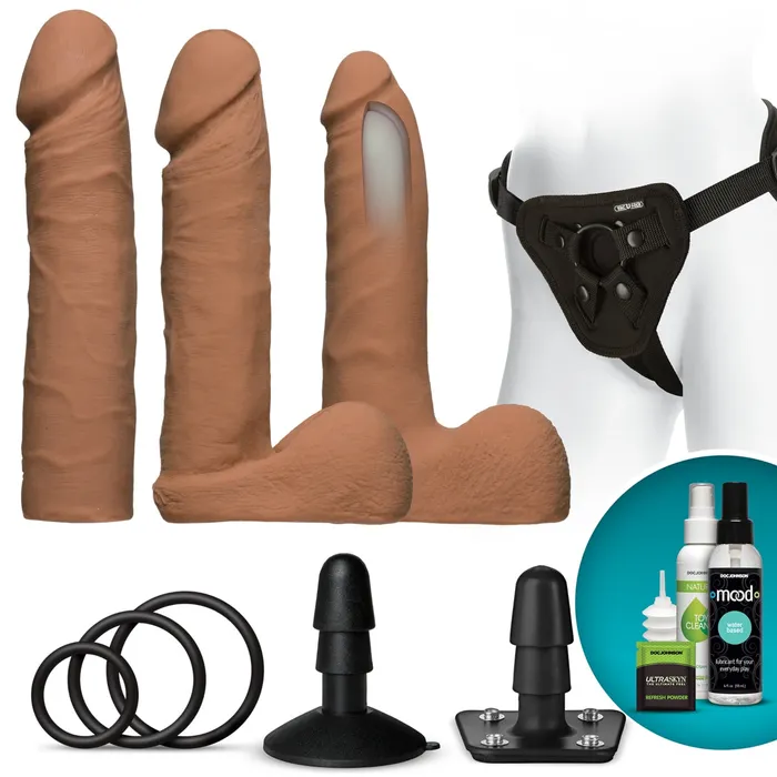 Dildos VacULock Doc Johnson Vac U Lock Dual Density Ultraskyn Set Caramel