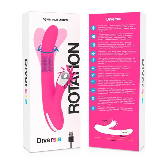 Diversia Female Sex Toys Diversia Rotation Rechargeable Rabbit Vibrator with Rotating Pearls