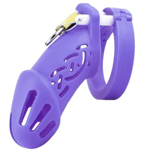 Extasy Purple Long Silicone Chastity Cock Cage Male Sex Toys