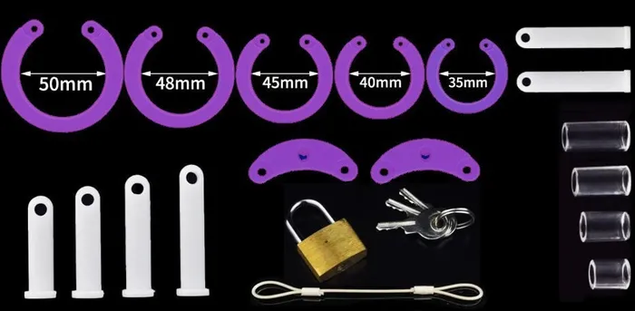 Extasy Purple Long Silicone Chastity Cock Cage Male Sex Toys