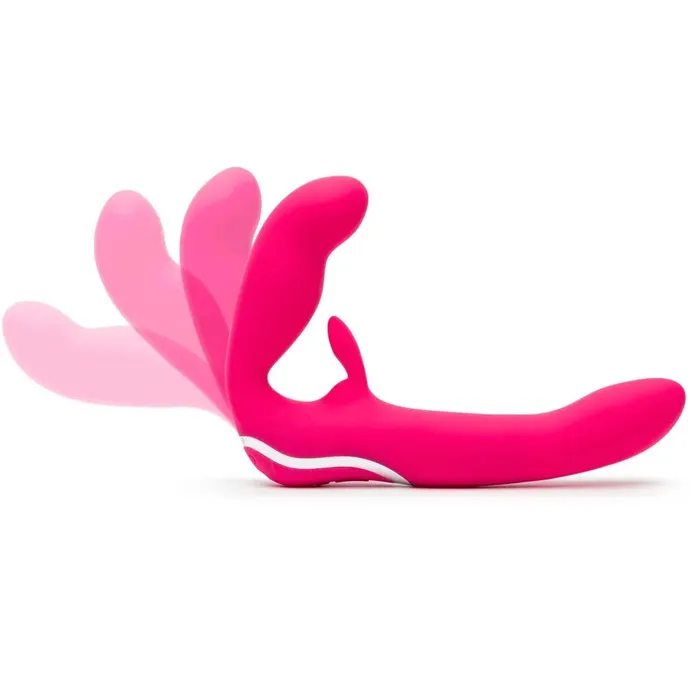 Female Sex Toys Happy Rabbit Rechargeable Silicone 2 in 1 Strapon with Rabbit Vibrator Happy Rabbit