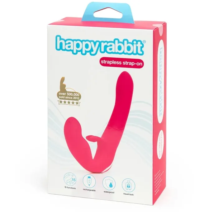 Female Sex Toys Happy Rabbit Rechargeable Silicone 2 in 1 Strapon with Rabbit Vibrator Happy Rabbit