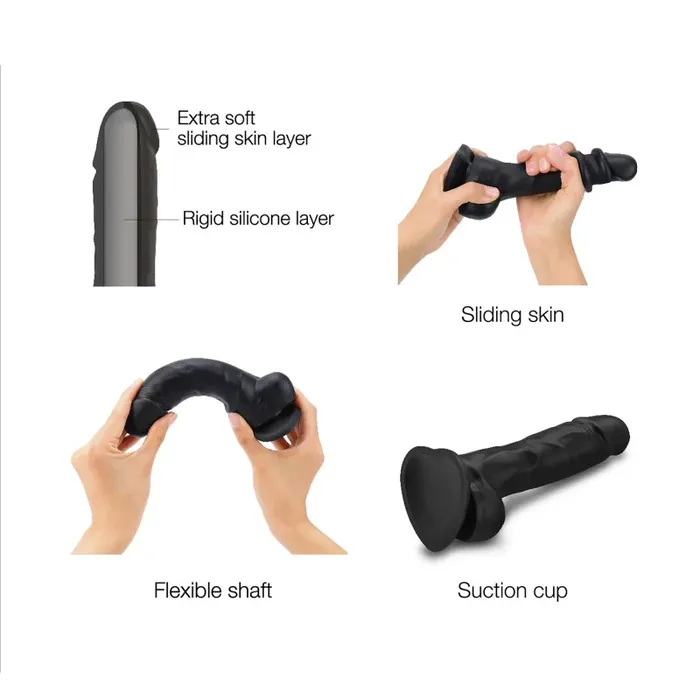 Female Sex Toys STRAPONME SLIDING SKIN REALISTIC DILDO BLACK L