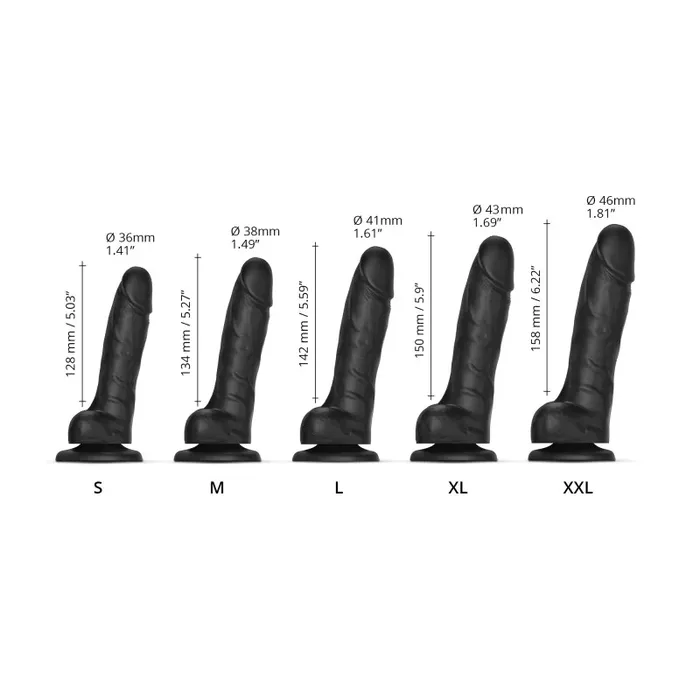 Female Sex Toys STRAPONME SLIDING SKIN REALISTIC DILDO BLACK L