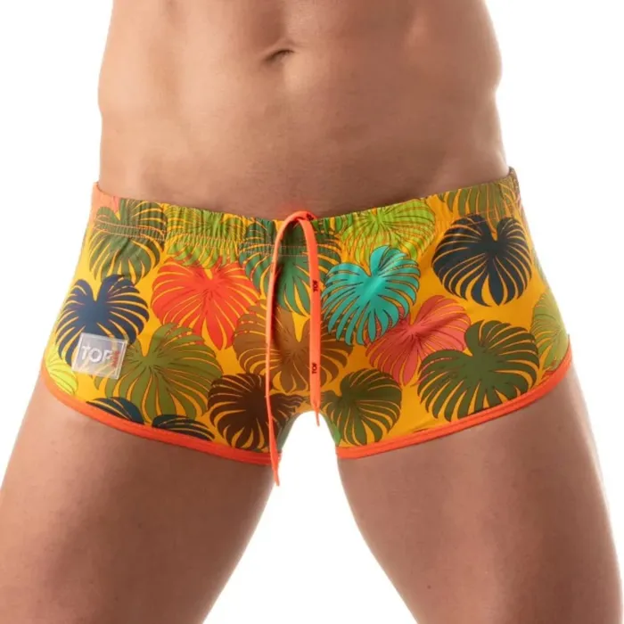 Floral Brazilian Swimsuit Yellow Size M TOF Paris Male Sex Toys