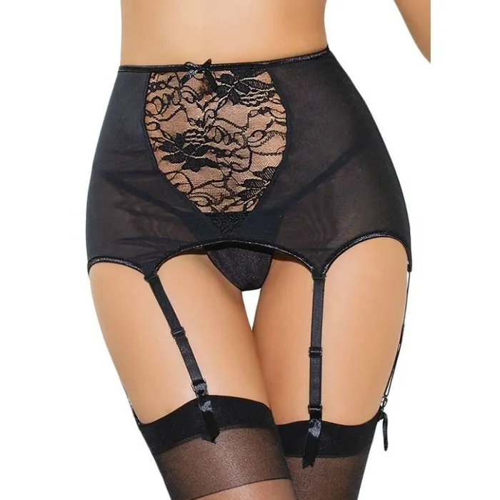 Floral high waist garter belt and thong set QLingerie Anal