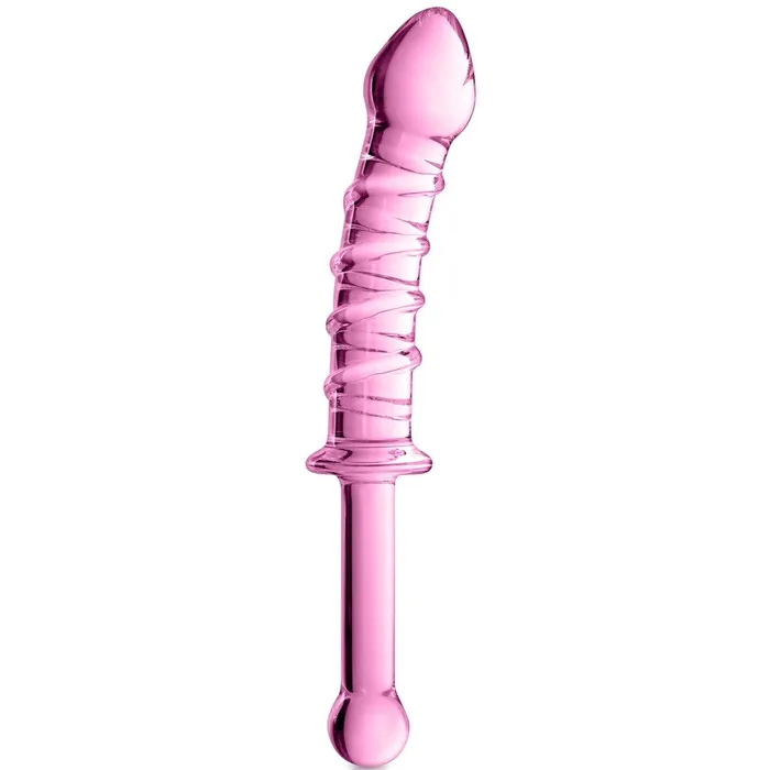 Glass dildo with embossed Glossy 16 pink Glossy Toys Dildos