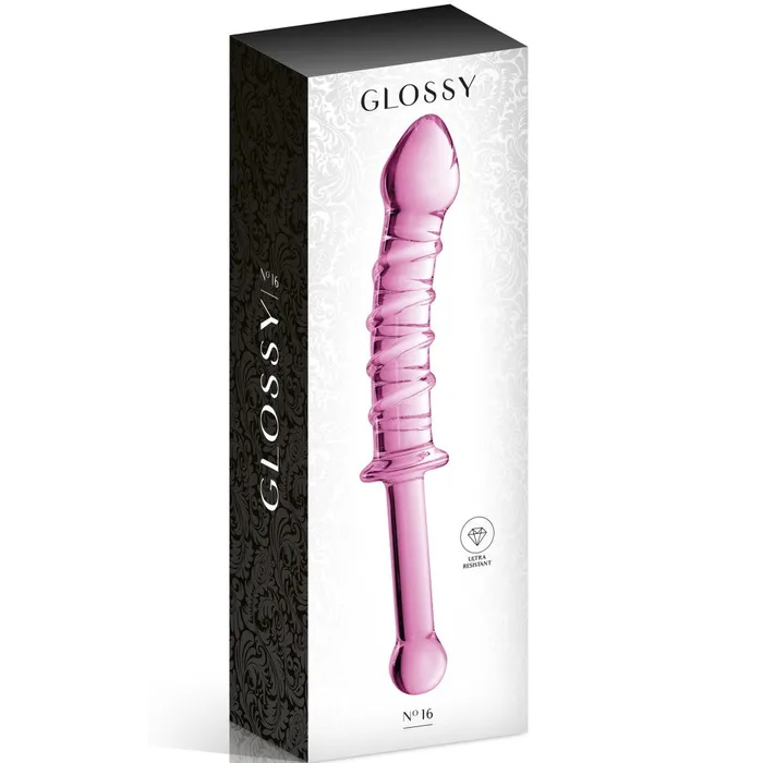 Glass dildo with embossed Glossy 16 pink Glossy Toys Dildos