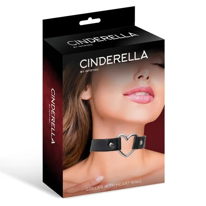 Intoyou Female Sex Toys Adjustable choker in eco leather with metallic heart Cinderella