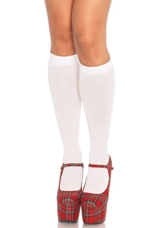 Leg Avenue Vibrators Leg Avenue Winnie Opaque Knee High Socks White