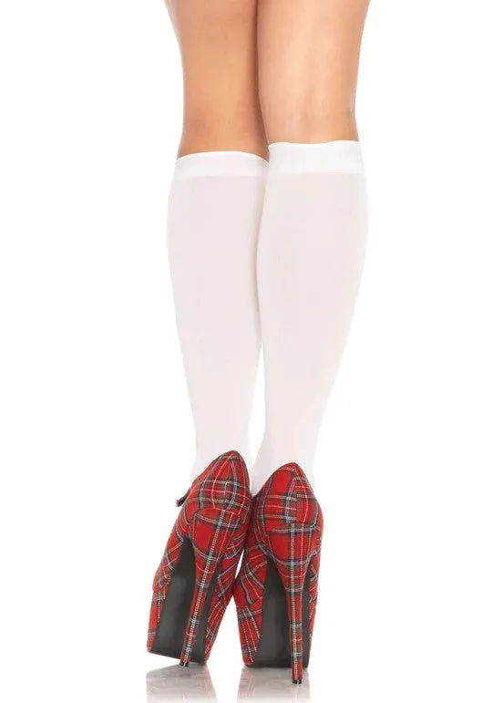 Leg Avenue Vibrators Leg Avenue Winnie Opaque Knee High Socks White