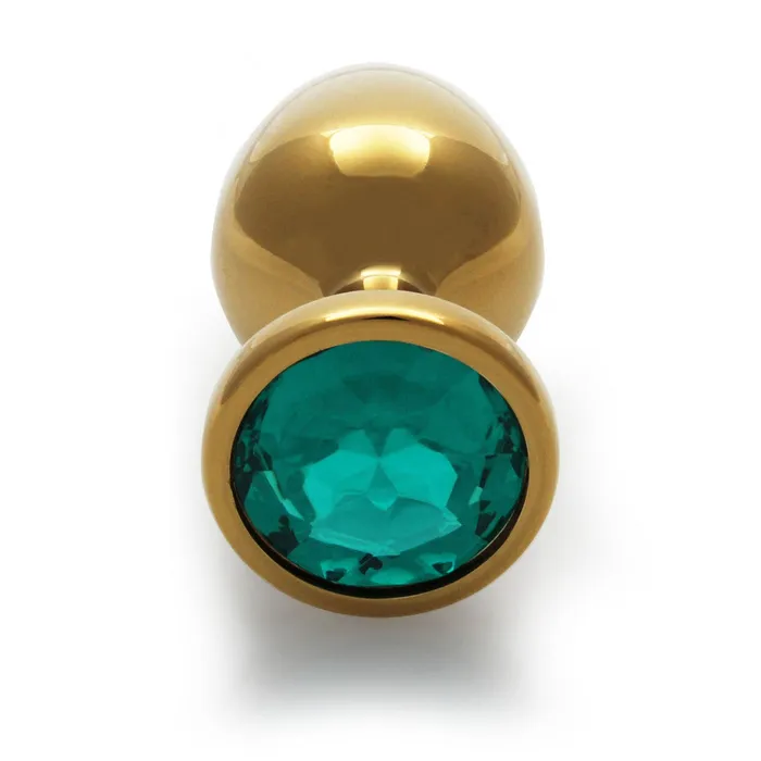 Male Sex Toys Metal anal plug with green crystal Ouch Emerald L golden Shots Toys