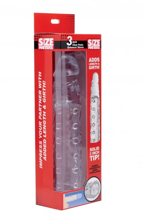 Male Sex Toys Size Matters 3 Clear Penis Enhancer Sleeve Size Matters