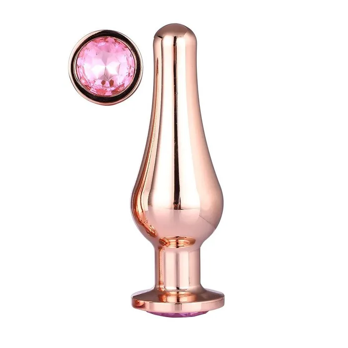 Metal Butt Plug with Pink Crystal Rose Gold L Dream Toys Anal