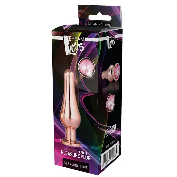 Metal Butt Plug with Pink Crystal Rose Gold L Dream Toys Anal