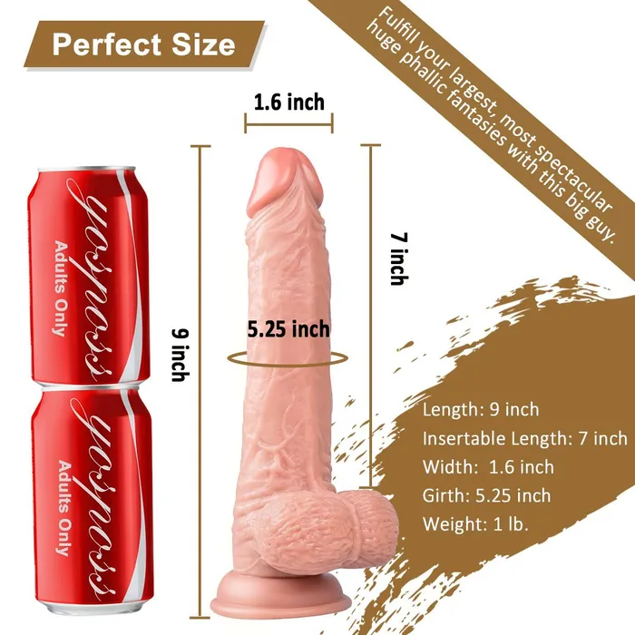 mysite 9 Inch Huge Popular Suction Cup Soft Realistic Dildo Dildos