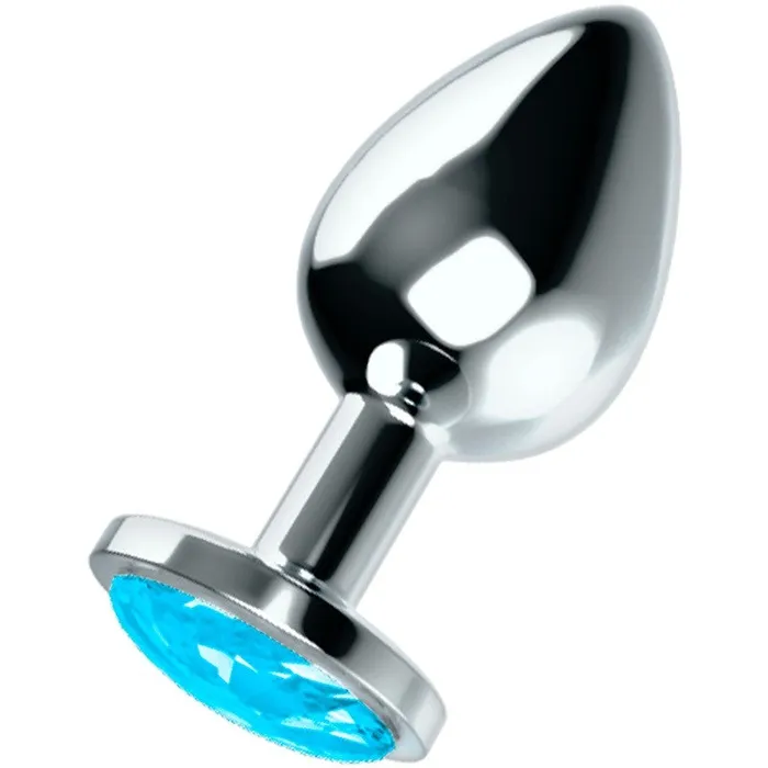 OhMaMa Anal Metal Butt Plug with Blue Crystal Ohmama L