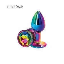 Pleasure Zones Rainbow Small Medium size set circle shape Crystal Metal anal beads butt plug Jewellery sex toy for female male Anal