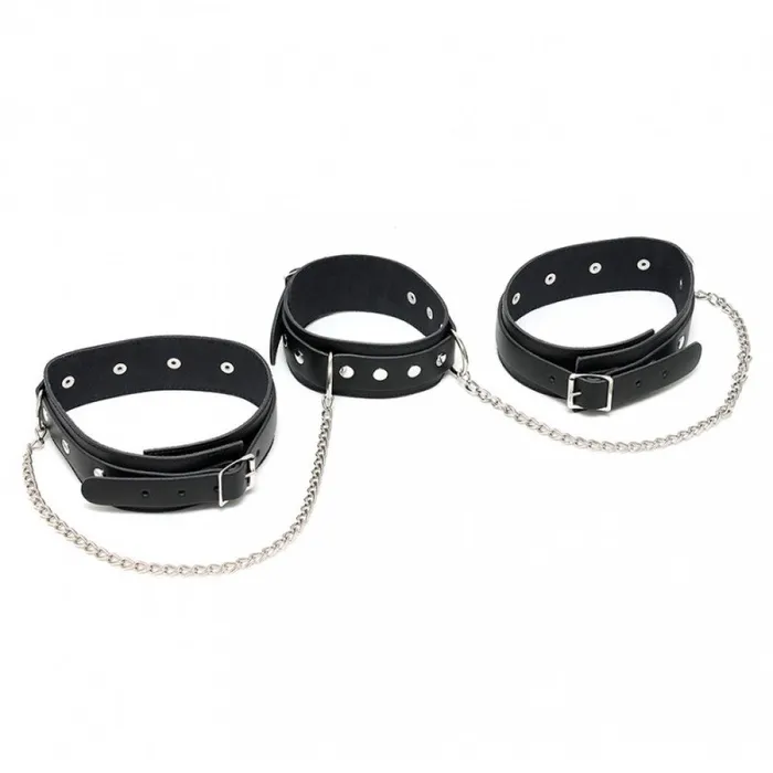 Rimba Restraints Rimba Leather Neck to Thigh Chain Cuffs