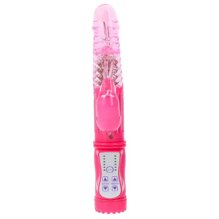 Shots Toys Vibrators Rabbit Vibrator with Rotating End and Pearls GC Pink