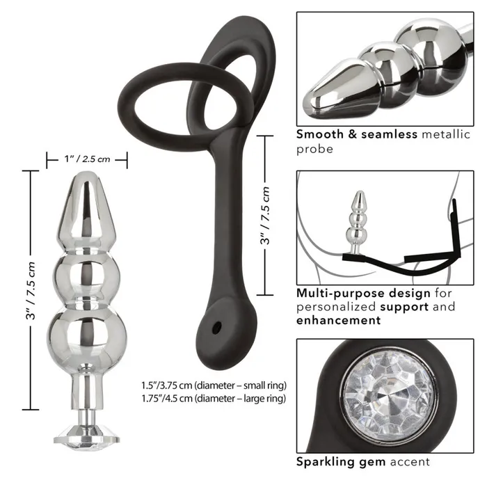 Star Fucker Beaded Metal Butt Plug with Crystal Silicone Penis Testicle Clamp California Exotic Novelties Male Sex Toys