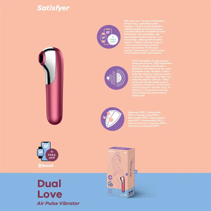 Vibrators Extasy Satisfyer Airpulse Red Dual Love App Controlled